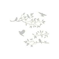 Silver 20" x 25" Burnish Birds & Blossoms Vinyl wall art Inspirational quotes and saying home decor decal sticker
