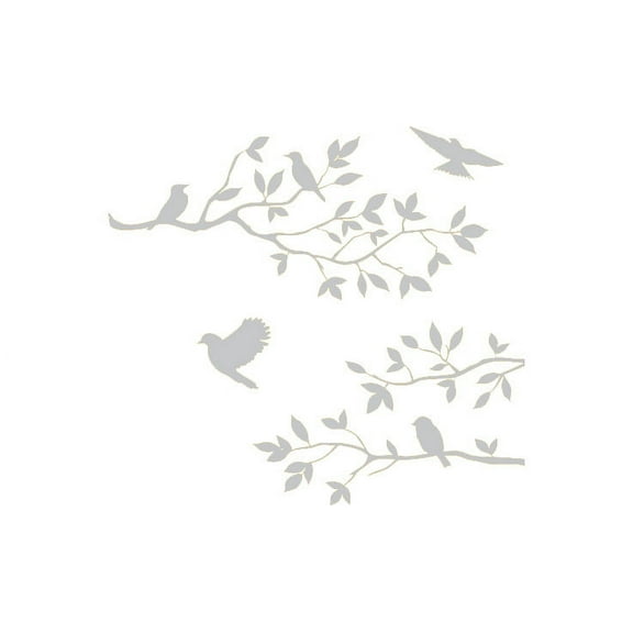 Silver 20" x 25" Burnish Birds & Blossoms Vinyl wall art Inspirational quotes and saying home decor decal sticker