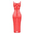 thumbnail image 3 of IROINNID Sheath Dress For Women Mesh, Hot Drill, Diamond Inlaid Suspender, Long V-neck Dress, Suspender, V-neck Dress Full-Length Solid Color Dress, 3 of 4