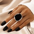 thumbnail image 2 of Anillo de aceite con forma de gota de borde dorado irregular de aleación elegante exagerada Joyería de combinación de personalidad retro para mujer, 2 of 5