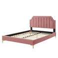 thumbnail image 3 of Platform Bed Frame, Full Size, Velvet, Pink, Modern Contemporary Urban Design, Bedroom Master Guest Suite, 3 of 10