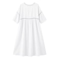 thumbnail image 4 of Axiiglly Summer Dresses for Women 2026 Cotton Linen V Neck Half Sleeve Beach Boho Eyelet Lace Trim Flowy Maxi Sundresses White L, 4 of 8