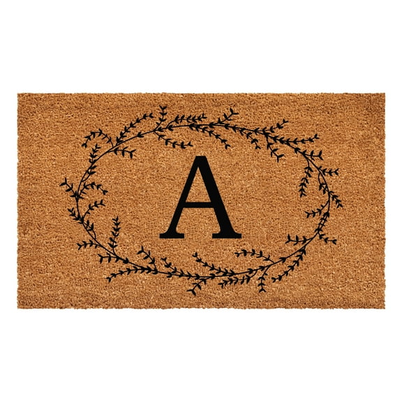 Rustic Leaf Vine Monogrammed Doormat, 24" x 36" (Letter A)