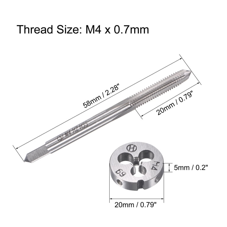 Uxcell M4 x 0.7mm Metric Tap and Die Set Machine Thread Tap with