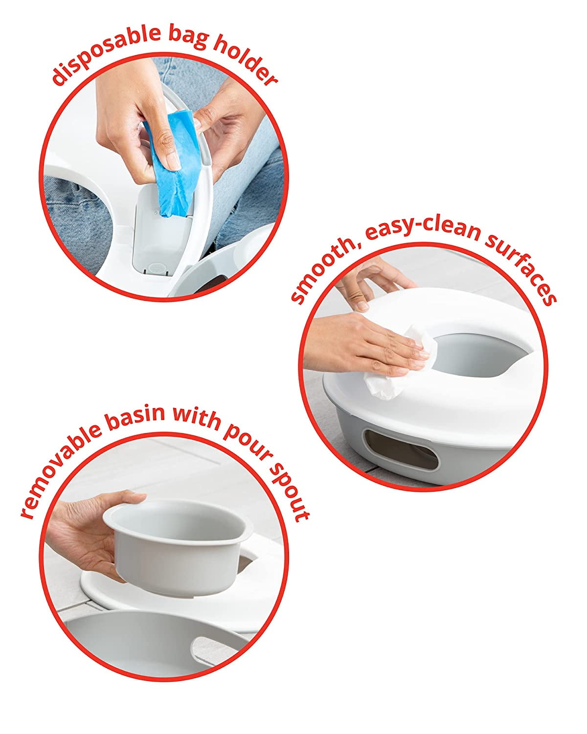 Skip Hop Baby Potty Training Toilet, Go Time 3-in-1 Potty for Ages 18 Months and Up, White/Gray