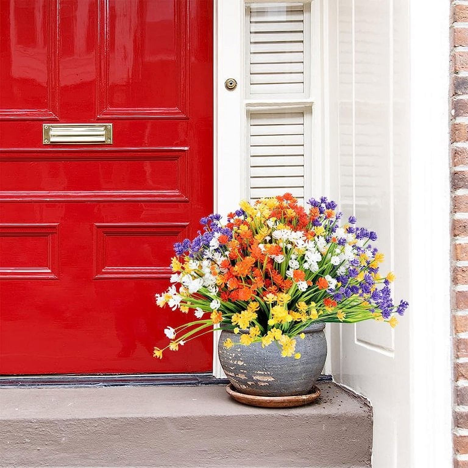 MAMOWEAR Artificial Flowers Outdoor UV Resistant Fake Flowers, Faux Plastic Flowers for Decoration Home Kitchen Garden Wedding Party Décor