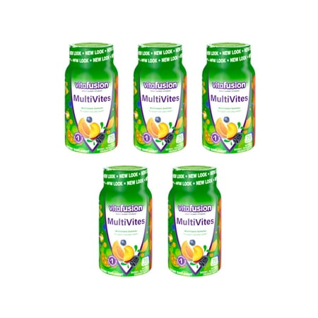 5 Pack Vitafusion Gummy MultiVites Dietary Supplement Berry Peach Orange 70 Each