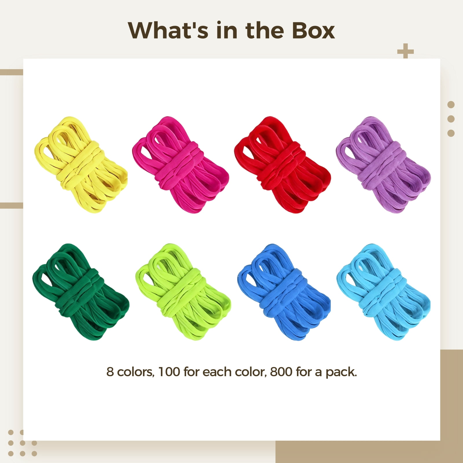 Pastel Loom Loops Kit, 800 PCS 8 Colors Elastic Weaving Loops for DIY Potholders, Bracelets, Bags - Nylon Craft Kit