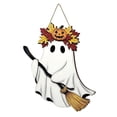 thumbnail image 2 of Beautynvta Wooden Ghost Door Hanger Decor, Ghost with Broom Pumpkin Maple Leaf Sign, Hanging Plaque for Front Door Porch Wall Fall Home Decorations, 2 of 5