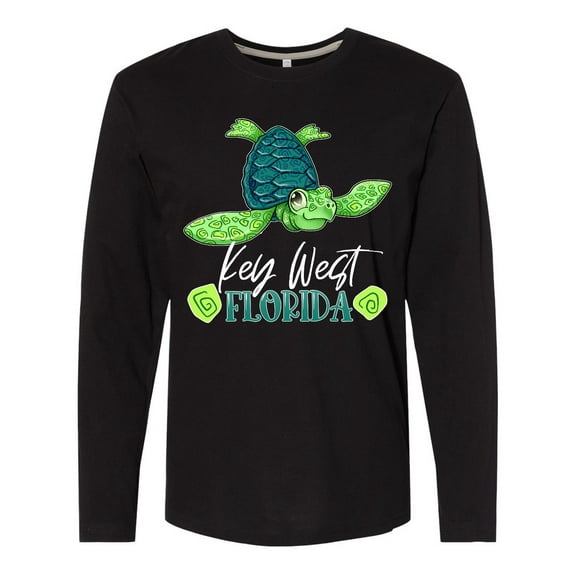 Inktastic Key West, Florida Happy Sea Turtle Long Sleeve T-Shirt