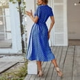 thumbnail image 7 of UoCefik Womens Dresses for Wedding Guest Polka Dot Button Down Tie Waist Midi Dress Y2k Elegant Short Sleeve Vacation Dresses Blue XXL, 7 of 7