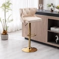 thumbnail image 5 of Bar Stools Set of 2,Counter Height Bar Stools with with Button and Footrest,,Upholstered Armless Pub Dining Stools with Backrest for  Dining Room Home Bar Kitchen Island,Beige, 5 of 9