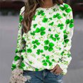 thumbnail image 2 of QIPOPIQ T-Shirts à Manches Longues pour Femmes Col Rond St. Patrick's Day T-Shirts s Col Rond Imprimé Trèfle T-Shirt Vert Chanceux Haut/chemise St Patricks Day Pull Fin Offres de Vacances, 2 of 5