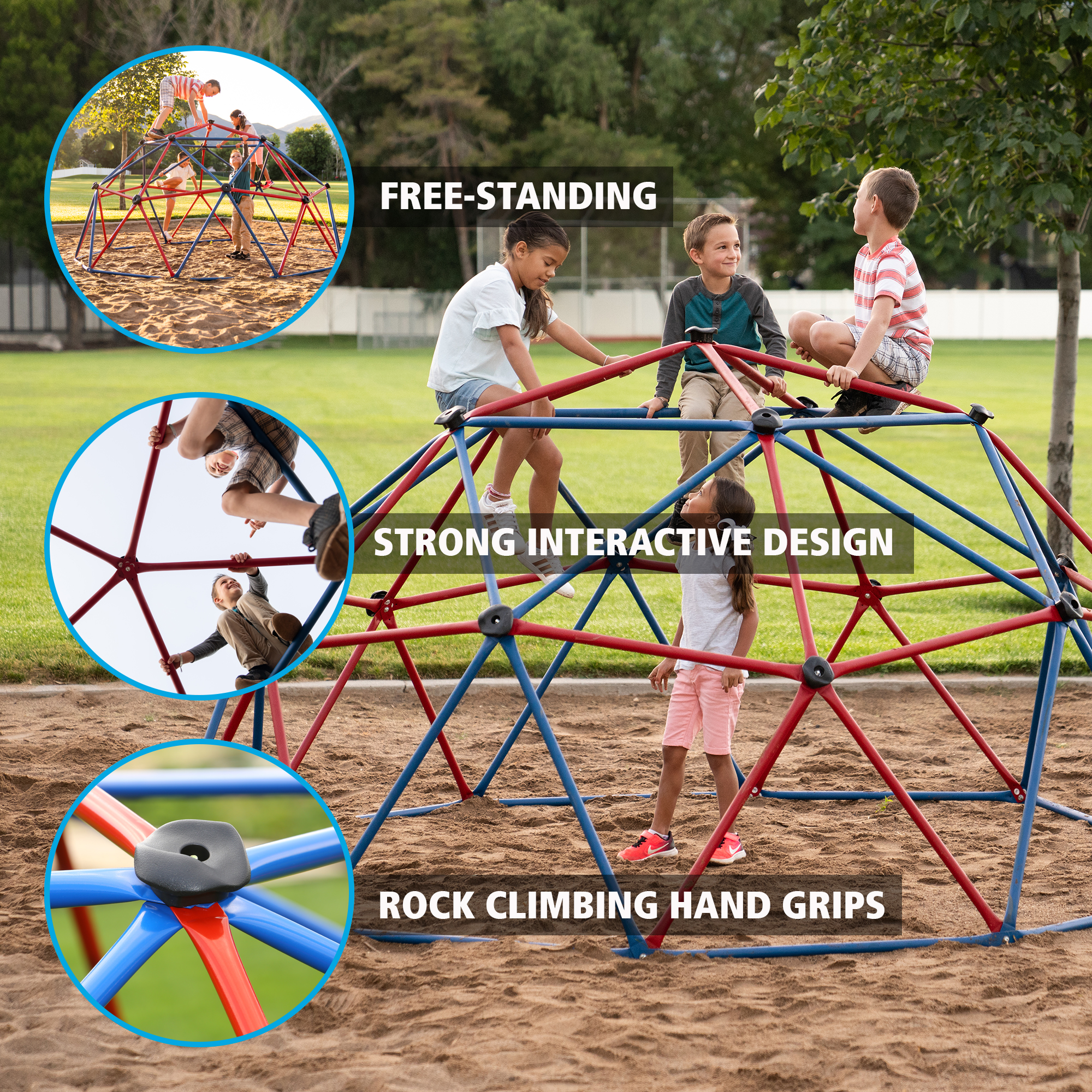 Lifetime Kid's Outdoor 5 ft. H x 10 ft. W Dome Climber, Red and Blue (101301) - image 3 of 11