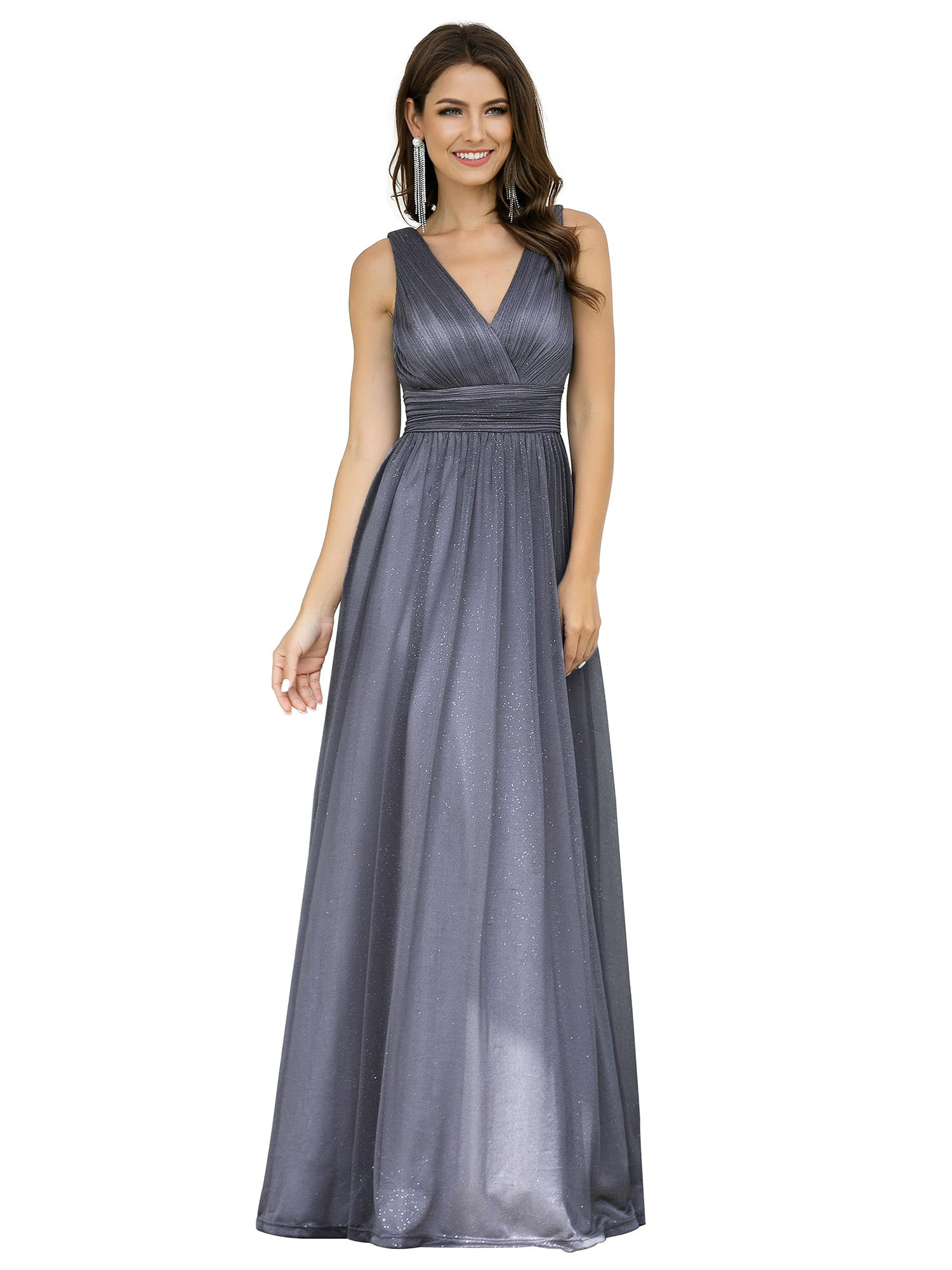 Ever-Pretty V-neck Sleeveless Layer Prom Evening Gown Long Wedding Dress 07766