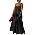 thumbnail image 2 of FDGIU Women's 2026 Summer Wide Strap Scoop Neck Maxi Sundress, Gathered Bust Loose Oversized Sleeveless Long Casual Dress for Beach Vacation Streetwear, 2 of 6