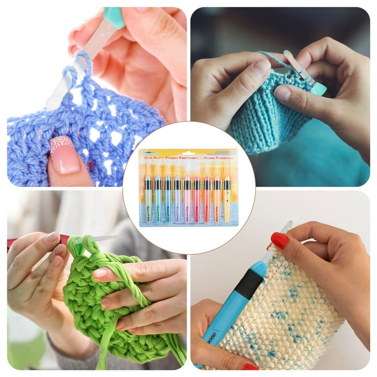 9pcs Crochet Hooks Set, TSV 2-6mm Colorful Plastic Handle Alumina Crochet  Knitting Needles Kit for Arthritic Hands 