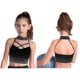 thumbnail image 5 of TiaoBug Kids Girls Dance Crop Top Sleeveless Cutout Shiny Rhinestone Gymnastics Sports Athletic Tank Top Black 14, 5 of 6