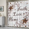 thumbnail image 5 of Retro Country Stars Shower Curtain, Faith Love Home Berries White Wood Striped Waterproof Shower Curtain Set with 12 Hooks Lightweight Bath Curtains Fabric Bathroom Decor 60x72 Inches, 5 of 9