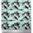 thumbnail image 1 of Soimoi Green Silk Fabric Wreath & Bird Print Sewing Fabric Yard 42 Inch Wide, 1 of 3