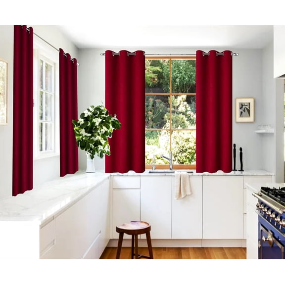 2 Panels Set Thermal Insulated Window Curtain Blackout Drapes for Bedroom Kitchen Closet BURGUNDY 63" Long Home Décor