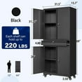 thumbnail image 6 of Fesbos Metal Garage Storage Cabinet with Locking Doors and Adjustable Shelves, Rolling Tool Storage Cabinet with 4 Wheels and 1 Drawer - 73" Steel Locking Cabinet for Garage, Warehouse, 6 of 8