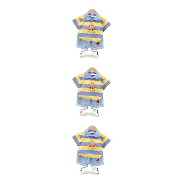 Minnieouse Conjunto de pantalón y camisa con estampado de rayas para niños, conjunto de camisetas y pantalones cortos para banquete de viaje, Type1 NO1