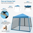 thumbnail image 3 of Spaco 10 x 10 Feet Pop Up Canopy with with Mesh Sidewalls and Roller Bag-Blue, Party Tent for Outside Party Waterproof Tent BBQ Shelter, 3 of 7