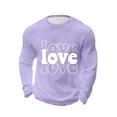 thumbnail image 3 of UVEASISHA Long Sleeve Waffle Shirt Men Big and Tall Casual Valentines Day Graphic Tees Cute Love Letter Print T-Shirts Stretch Workout Pullover Tee Tops Purple 5XL, 3 of 9