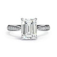 thumbnail image 2 of AFFY Solitaire Engagement Wedding Ring for Women Center 9X7MM Emerald and Round Lab Created Moissanite Rings Jewelry Gift for Her In 14K Solid White Gold Size 4.5, 2 of 6