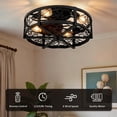 thumbnail image 7 of XYJBHB 20" Farmhouse Caged Ceiling Fan with Light, Bladeless Flush Mount, 6 Speeds, Reversible Motor, Remote Control, E26 Bulb Base, for Living Room Bedroom, 7 of 7