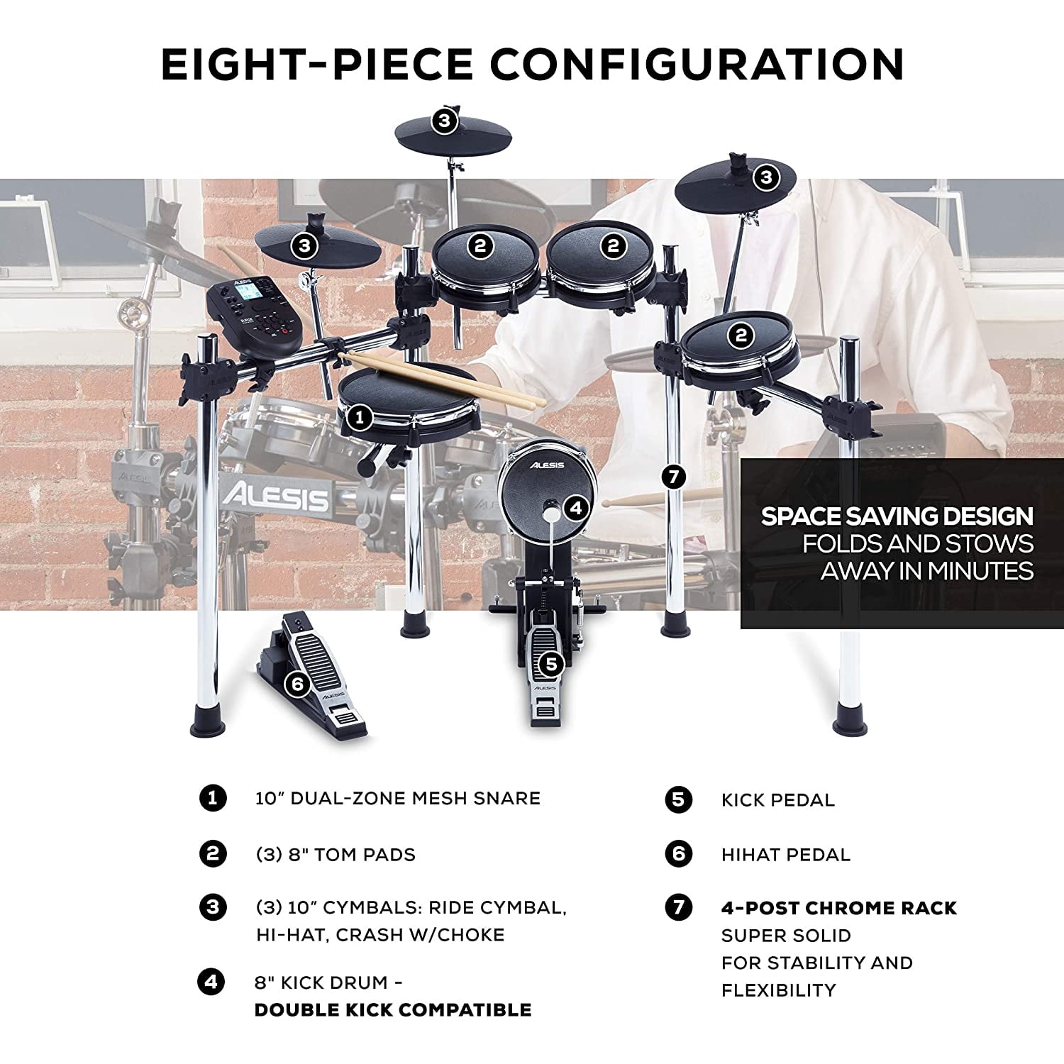 Alesis 電子ドラム 8インチ メッシュヘッド採用ドラムパッド 10インチ 
