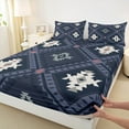 thumbnail image 3 of jejeloiu Rustic Western Aztec Full Size Sheets,Retro Bohemian Geometric Bed Sheets,Blue Vintage Rhombus Sheet Sets For Men Women,Home Decor,4 Pieces, 3 of 7