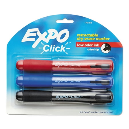 EXPO Click Dry Erase Markers, Chisel Tip, Assorted, 3/Set -SAN1741919