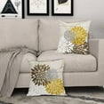 thumbnail image 3 of Brown Yellow Pillow Covers 18x18 Dahlia Flower White Gray Elegant Throw Pillows Farmhouse Decor for Home Sofa Bed Modern Floral Cushion Case, Set of 2, 3 of 7