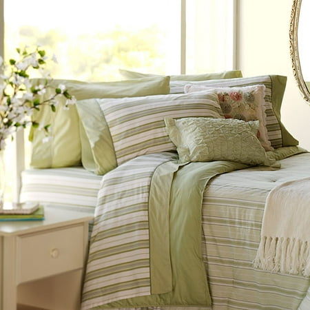 Home Trends Reversible Mini Comforter Set, Green Stripe