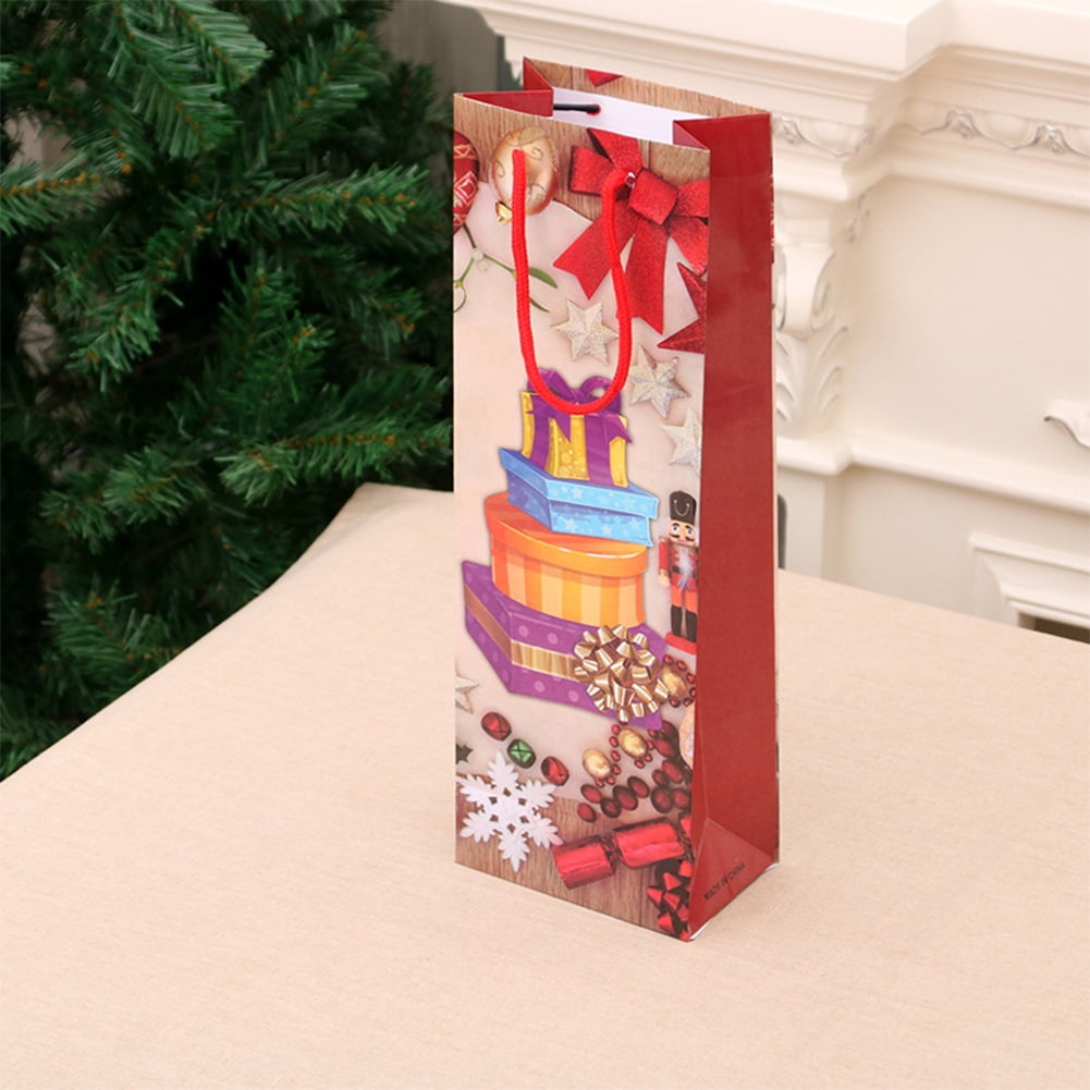 Download 12 Pack Christmas Gift Bags, Paper Craft Tote Bag with Twist Handles for Wrapping Red Wine - 4.9 ...