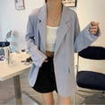 thumbnail image 5 of Casual Business Suit Jacket Pure Color Long Sleeve Turn Down Collar Loose Lightweight Women's Office Work Jacket for Dating Purple Free Size, 5 of 8