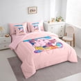 thumbnail image 3 of Manfei Sea Animal Axolotl 7-Piece Bedding Comforter Set,Colorful Sealife Croal King Bedding Sets,First Letter E Bed Sheets For Girls,Super Cozy Room Decor Reversible, 3 of 8