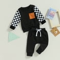 thumbnail image 2 of Gupgi 2Pcs Autumn Outfits for Baby Boy Checkered Sweatshirts Long Pants Set 0-3 Years, 2 of 8