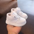 thumbnail image 1 of Zapatillas de deporte informales para niños, zapatos blancos pequeños de fondo suave transpirables, pegatinas mágicas de media altura, novedad de Otoño de 2024, 1 of 5