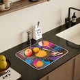 thumbnail image 5 of Yayeee Dish Drying Mat for Kitchen Counter 18" x 24" Microfiber Super Absorbent Coffee Decorative Pad, Futuristic Circles, 5 of 9