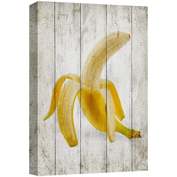 wall26 Canvas Print Wall Art Retro Vintage Wood Panel Banana Fruit Cooking Realism Digital Art Modern Art Decorative Bohemian Chic Kitchen/Food Rustic for Living Room, Bedroom, Office - 16"x24&q