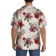 thumbnail image 3 of Uemuo Rose Flowers Pattern Cotton Linen Short Sleeve Shirts,Casual Lightweight Button Down Shirts,Vacation Beach Summer Tops-4X-Large, 3 of 7