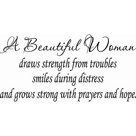 Drag Decal - A Beautiful Woman Draws Strength From Troubles Smiles... 9 x 22 Beautiful Vinyl Wall Decal by Scripture Wall Art Includes Our Exclusive