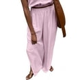 thumbnail image 3 of Women'S 2 Piece Outfits Linen Vest Waistcoat Dressy Casual Sets High Slit Wide Leg Pants Suits Pink M, 3 of 7