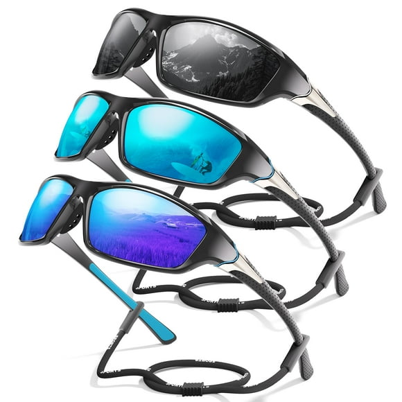 Gafas de sol deportivas Foliful polarizadas con protección UV400, paquete de 3
