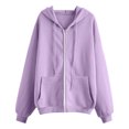 thumbnail image 3 of LYXSSBYX Fall Clothes for Women Fashion Women's Zipper V-Neck Pullover Tops Long Sleeve Hooded Blouse Sweatshirt, 3 of 4