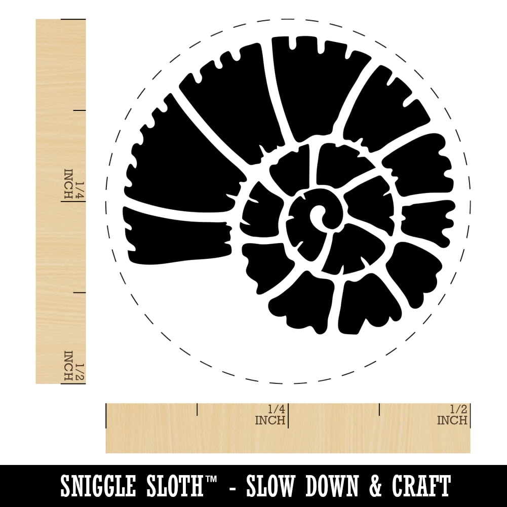Spiral Ammonite Fossil Marine Mollusk Self-Inking Rubber Stamp Ink Stamper - Brown Ink - Mini 1/2 Inch