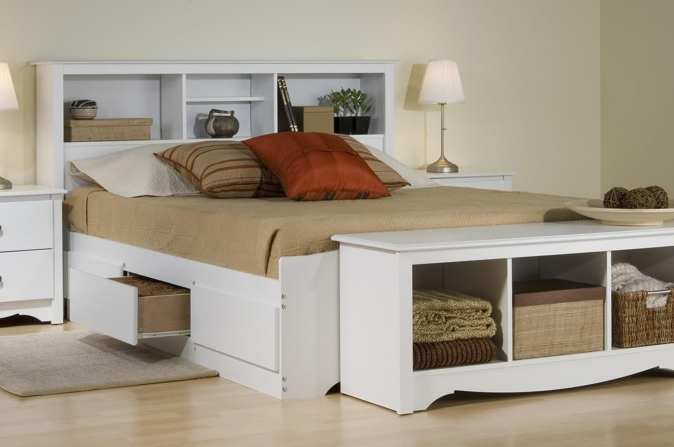 Platform Storage Bed W Bookcase Headboard Bed Size Queen Color